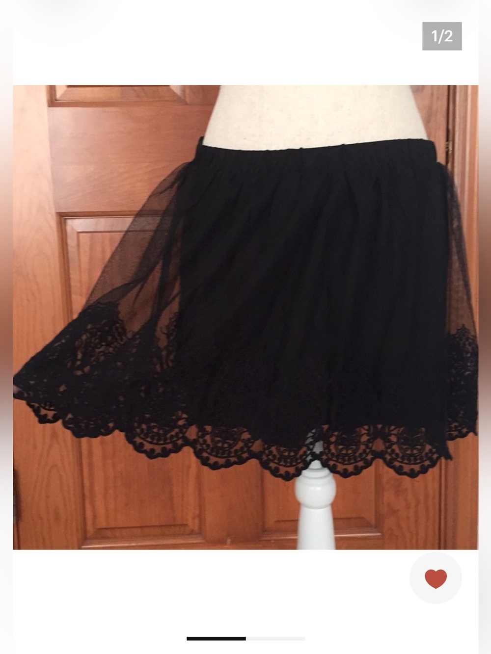 SO Black Lace-Trim Tulle Mini Skirt
